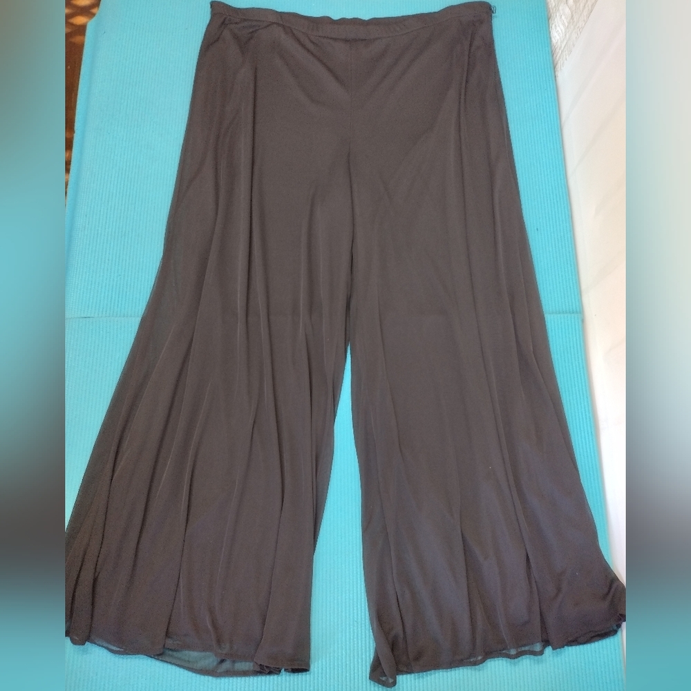 Dressbarn Collection Womens Pull On Black Wide Leg Sheer Lined Pants 14/16